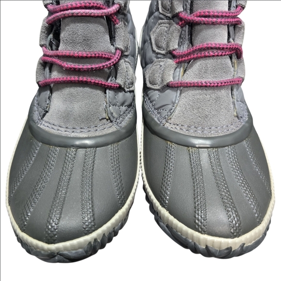 Sorel Out N About Quilted Ankle Rain Duck Boots Gray Leather Rubber Women’s 7 - Picture 3 of 16